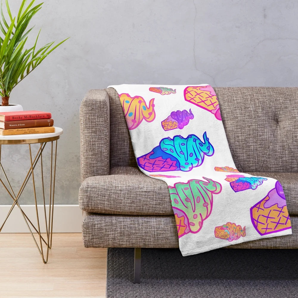 Colorful ice cream cone plush blanket