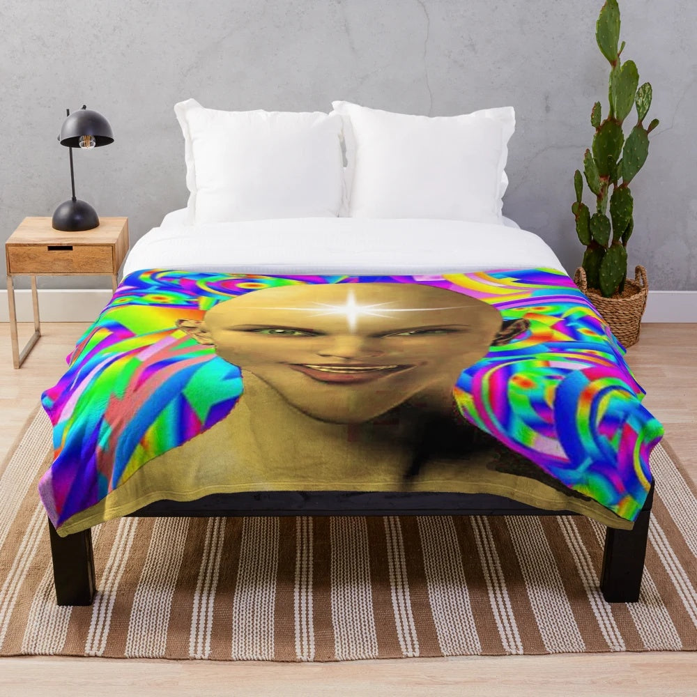 Colorful plush blanket with abstract fantasy pattern