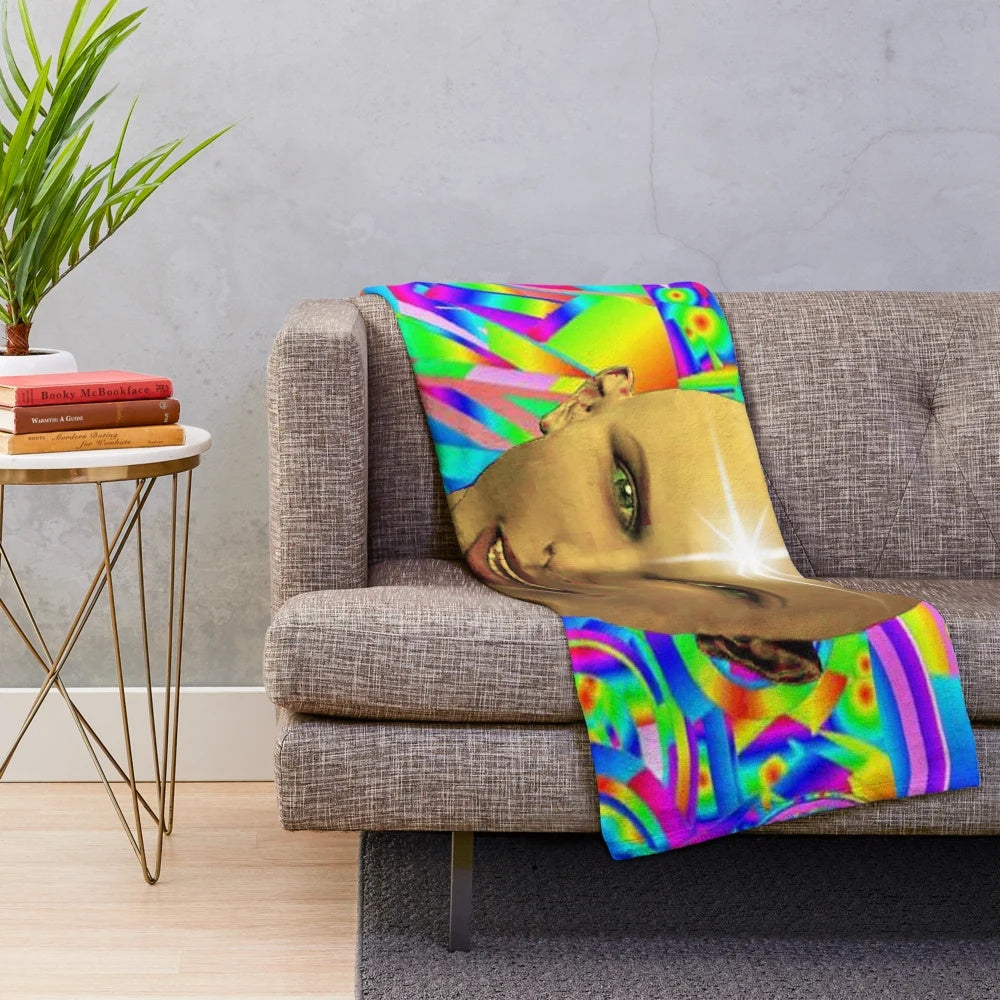 Colorful plush blanket with abstract fantasy pattern