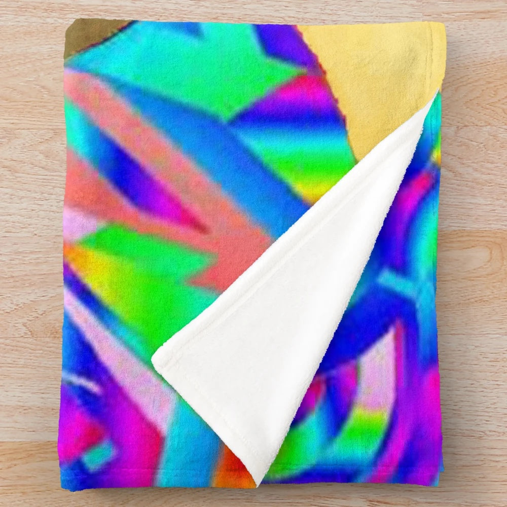 Colorful plush blanket with abstract fantasy pattern