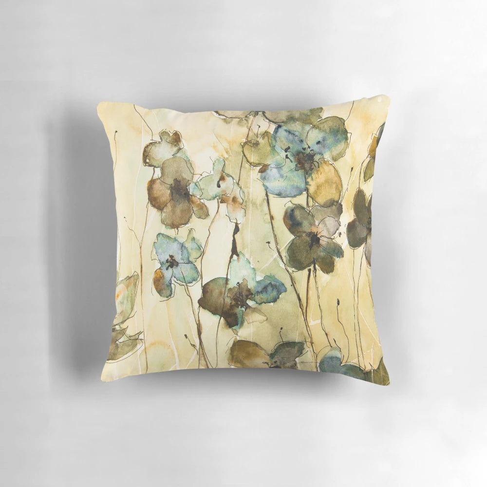 Impression Pillow featuring a vibrant yellow floral design, perfect for adding a touch of nature to any room.