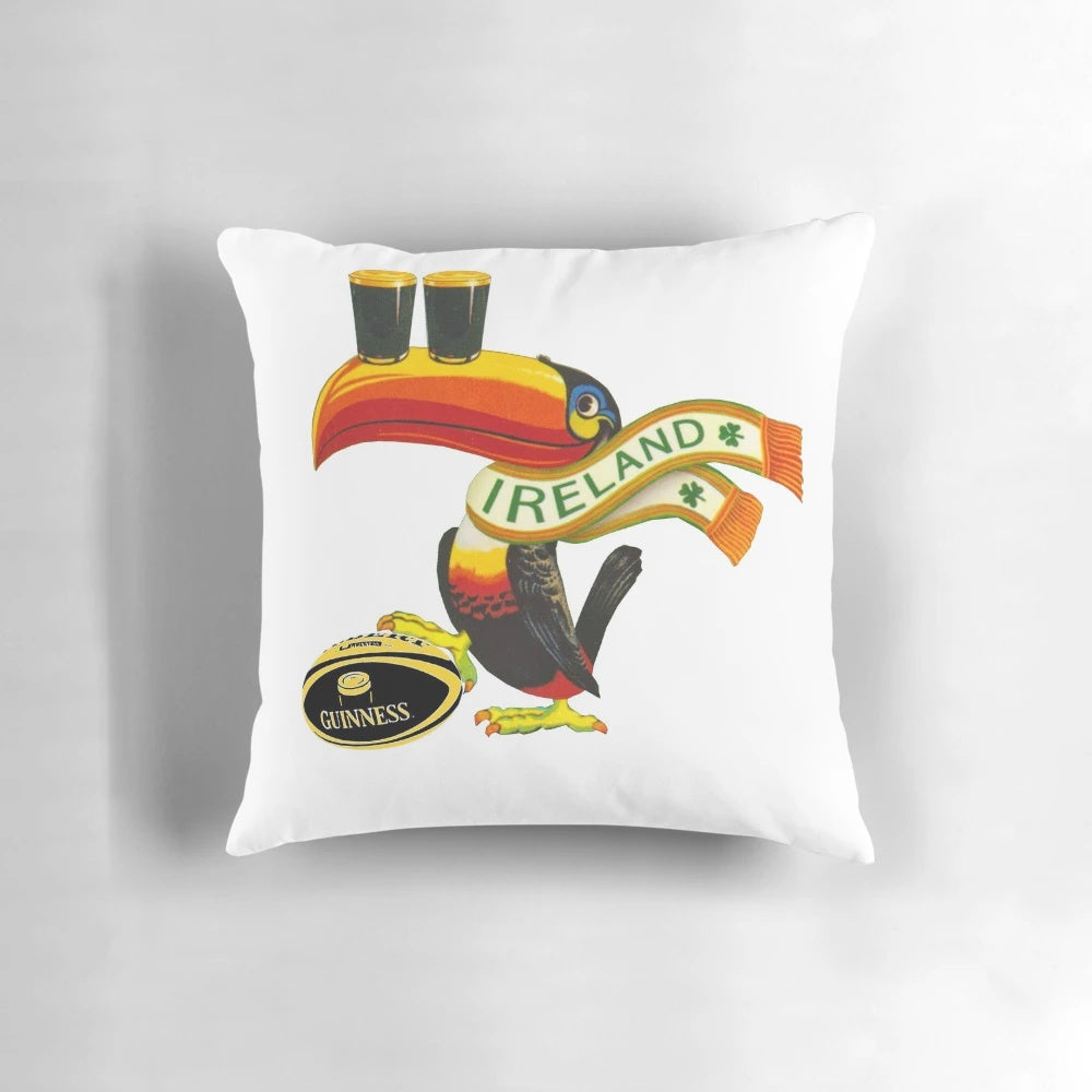 Colorful Toucan Pillow with Irish Beer and Stout Imagery
