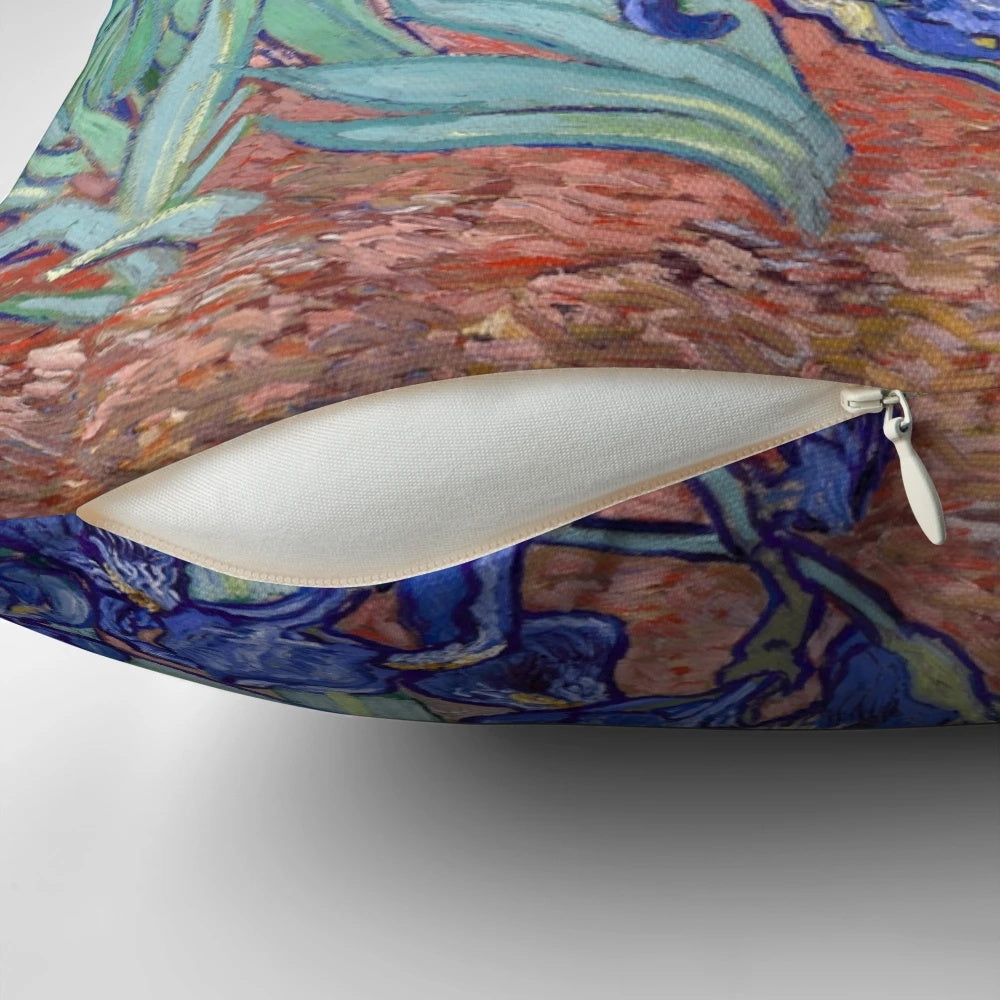 Throw pillow featuring a vibrant floral design inspired by the artwork of Vincent van Gogh.
