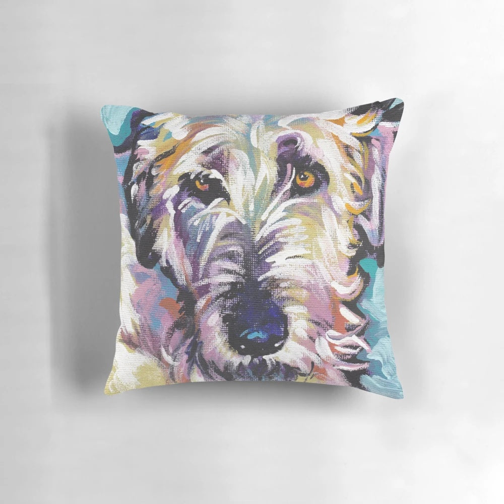 Vibrant and colorful pop art style portrait of an Irish Wolfhound dog
