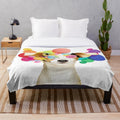 Colorful pop art inspired plush blanket featuring a jack russell terrier