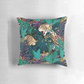 Plush jaguar-patterned pillow with lush tropical foliage design