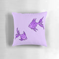 Colorful purple and pink fish pattern on a soft, plush throw pillow