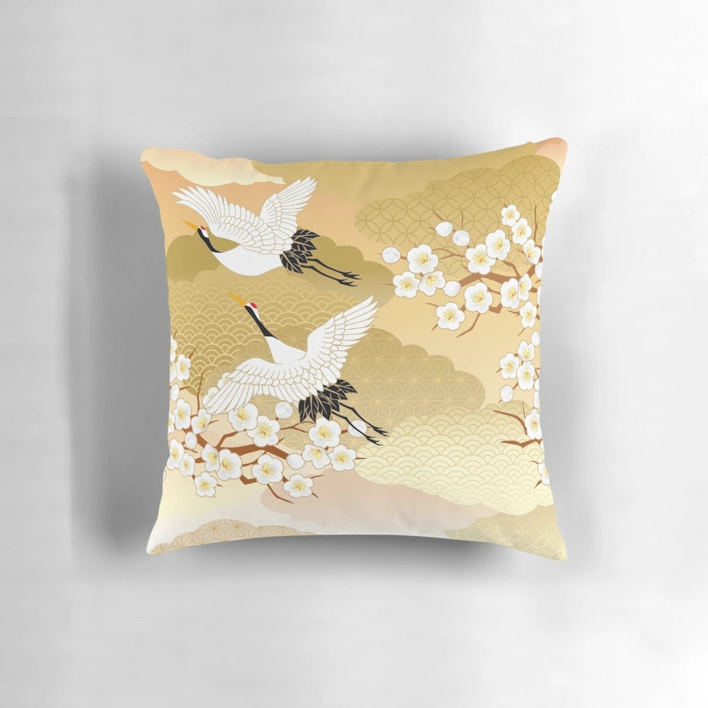 Colorful Japanese kimono-patterned decorative throw pillow