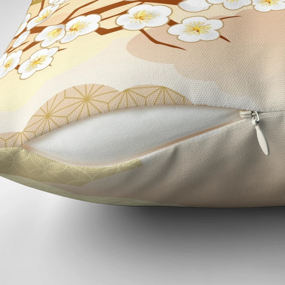 Colorful Japanese kimono-patterned decorative throw pillow