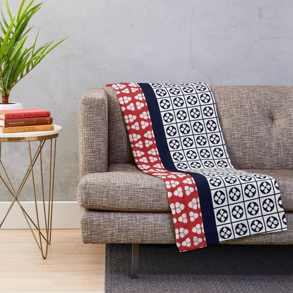Japanese-inspired plush blanket with shibori pattern