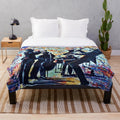 Vibrant jazz-inspired plush blanket with musical instruments