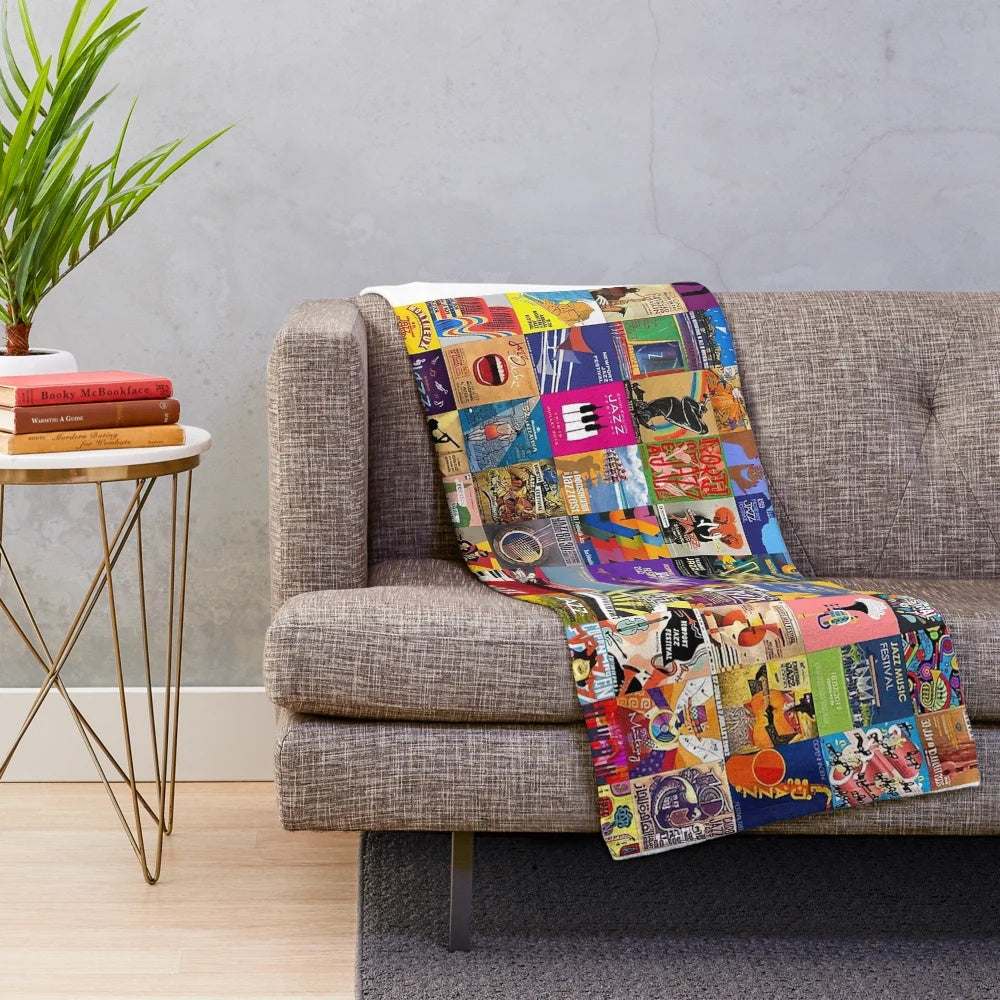 Jazz music collage plush blanket