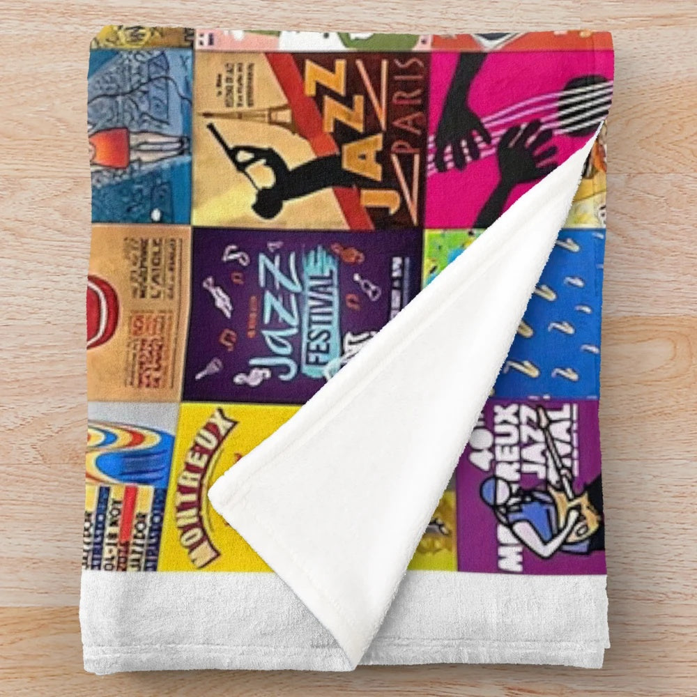 Jazz music collage plush blanket
