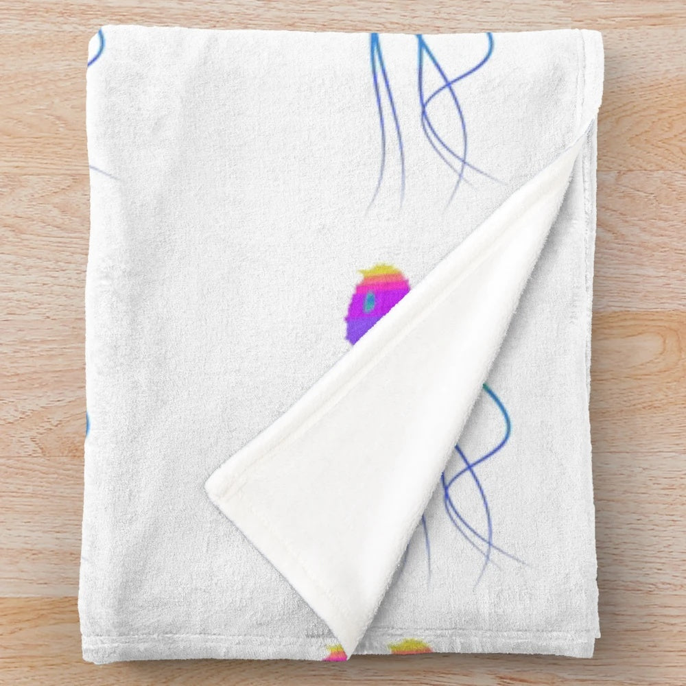 Colorful jellyfish plush blanket with abstract design