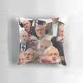 Colorful collage-style throw pillow featuring an image of British Labour Party leader Jeremy Corbyn