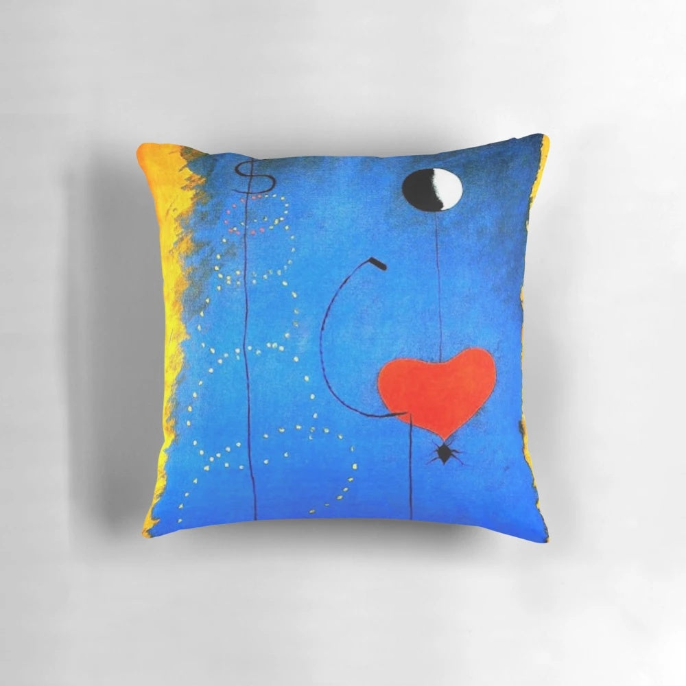 Colorful abstract ballet dancer pillow featuring the iconic artwork of Spanish surrealist painter Joan Miró