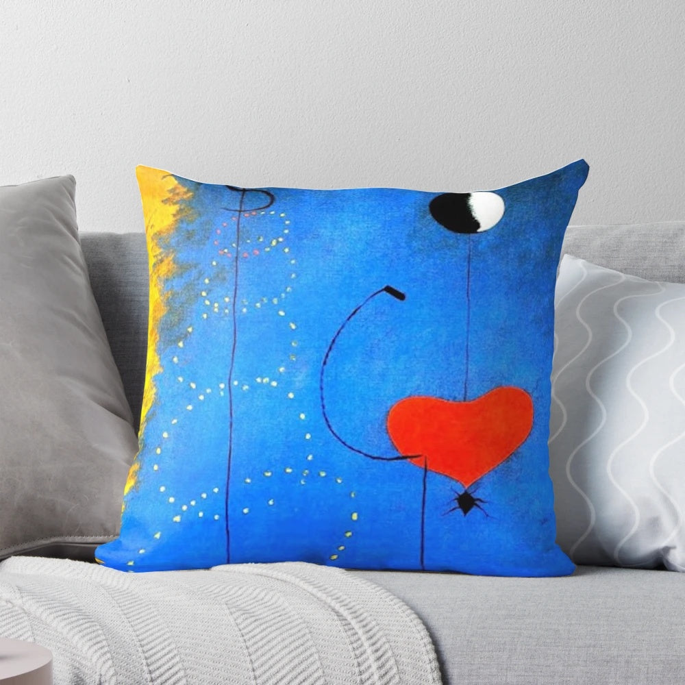 Colorful abstract ballet dancer pillow featuring the iconic artwork of Spanish surrealist painter Joan Miró