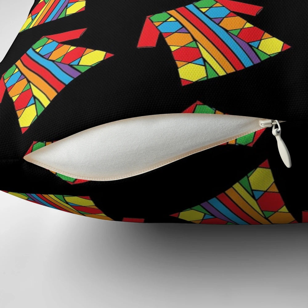 Colorful "Joseph and the Amazing Technicolor Dreamcoat" inspired pillow featuring a rainbow design.