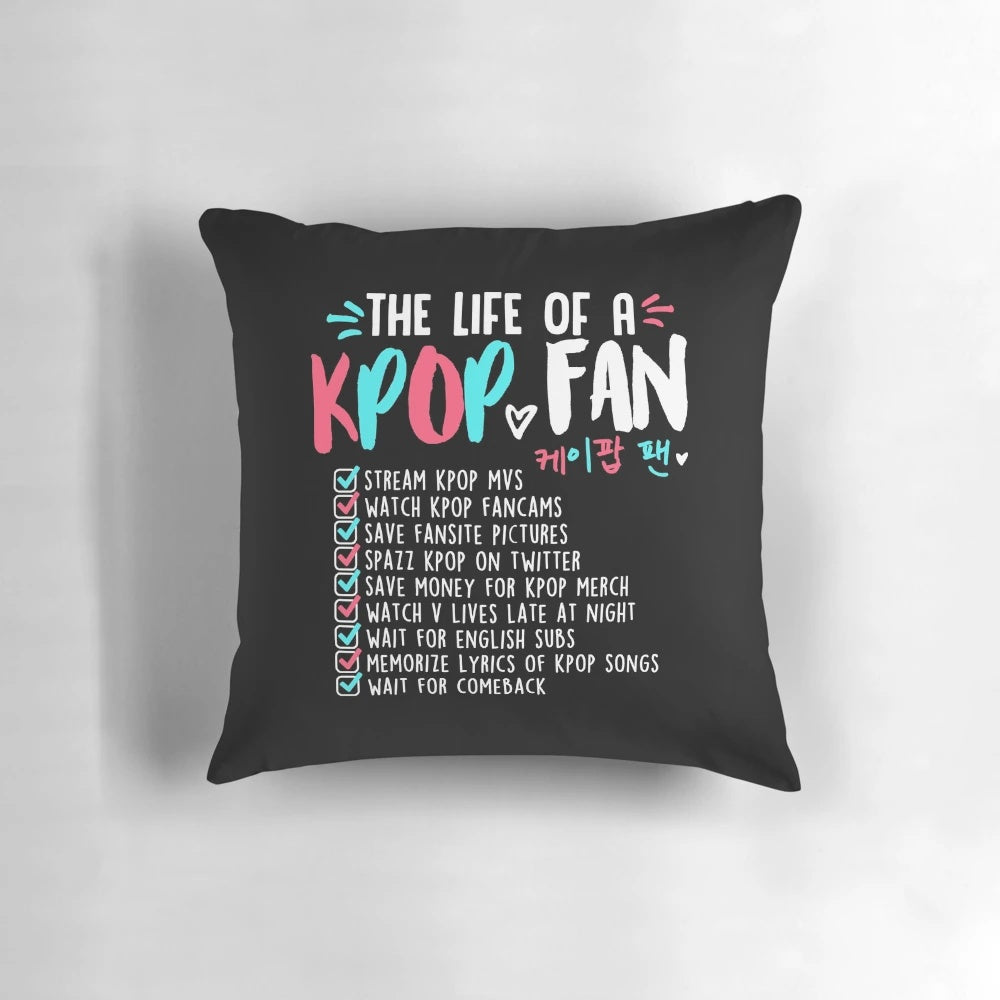 Colorful and stylish k-pop inspired pillow with fan-favorite bands and artists