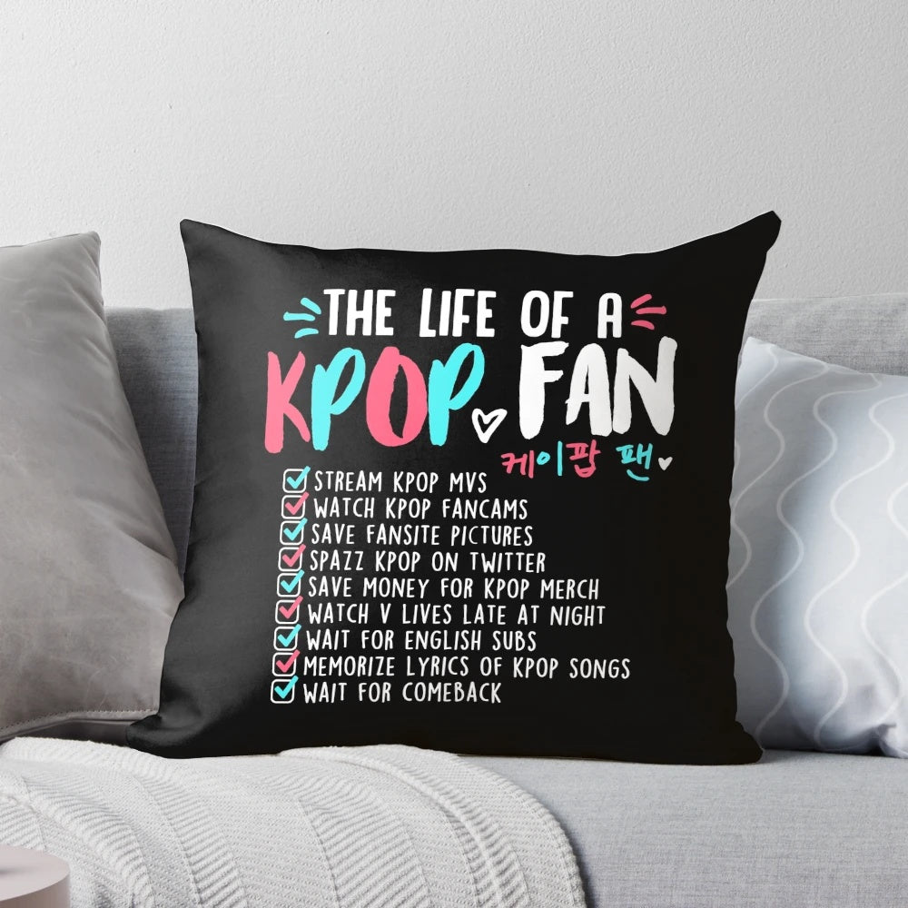 Colorful and stylish k-pop inspired pillow with fan-favorite bands and artists