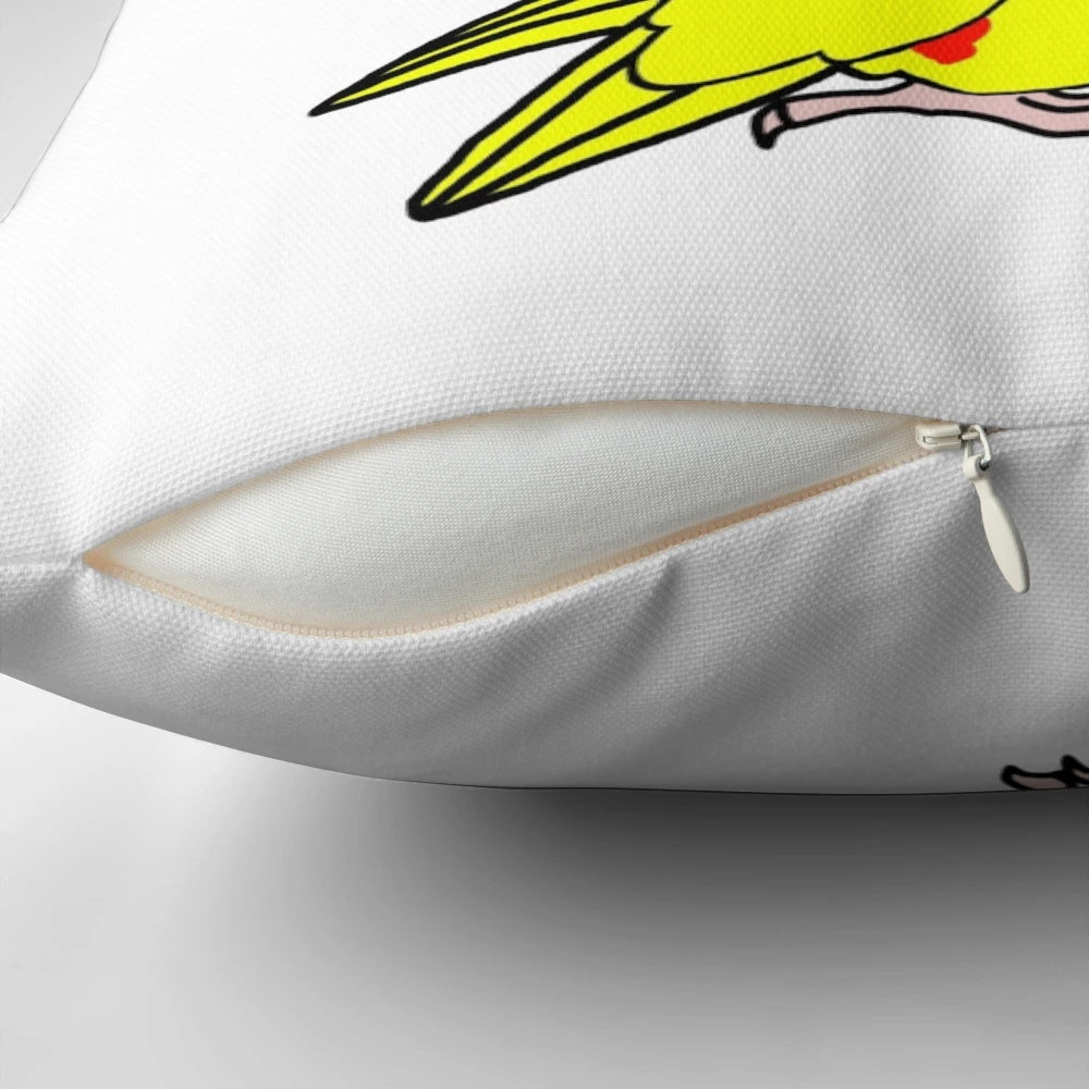 Vibrant Kakariki! Pillow featuring a colorful New Zealand parrot design