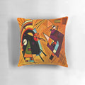 Abstract cubist pillow featuring Wassily Kandinsky's "Black and Violet" painting