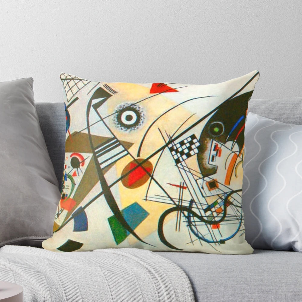 Colorful abstract Kandinsky-style painting decorative pillow