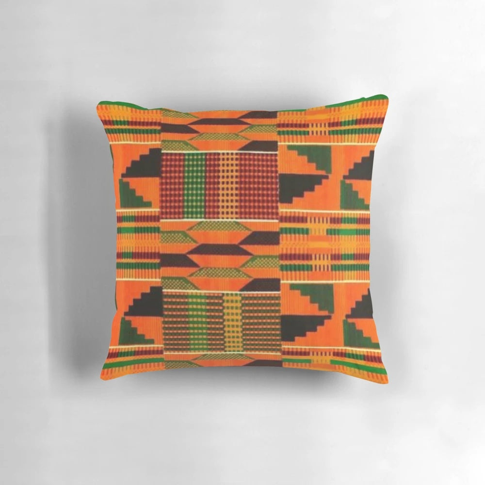 Colorful Kente cloth pattern decorative pillow