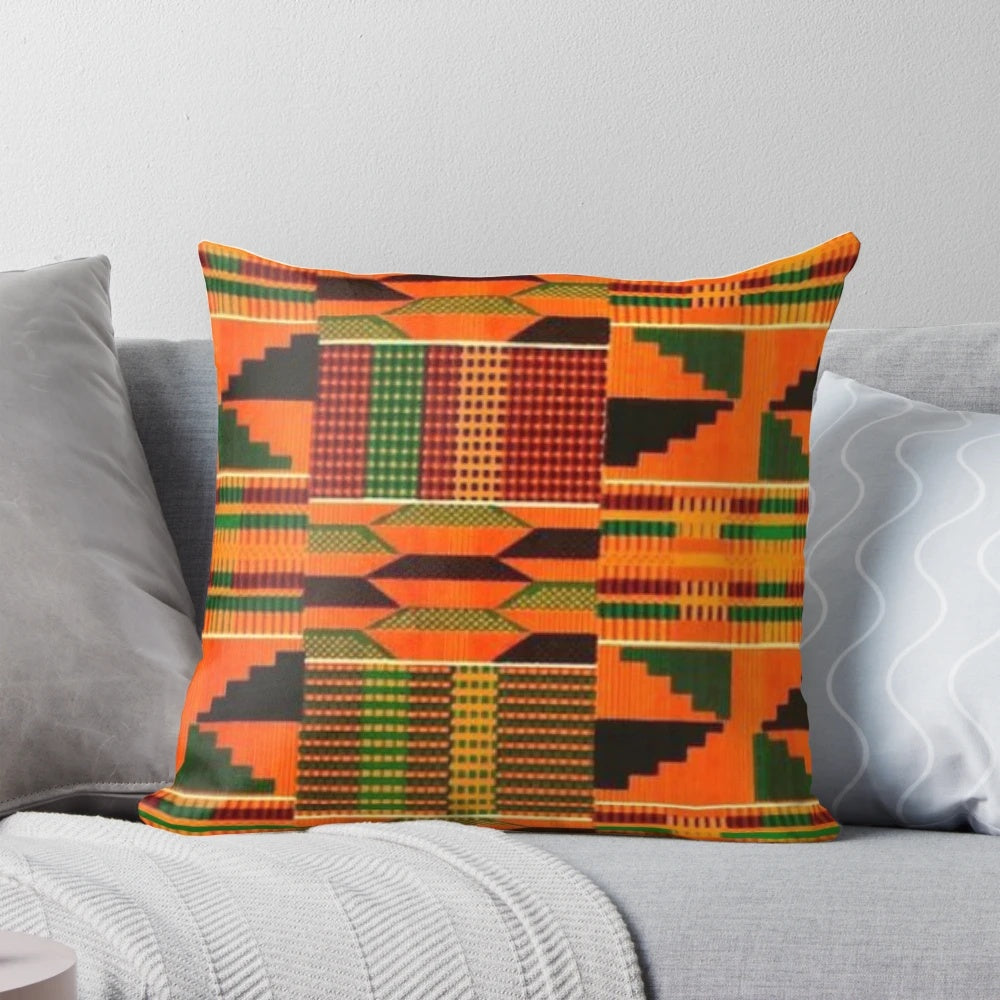 Colorful Kente cloth pattern decorative pillow