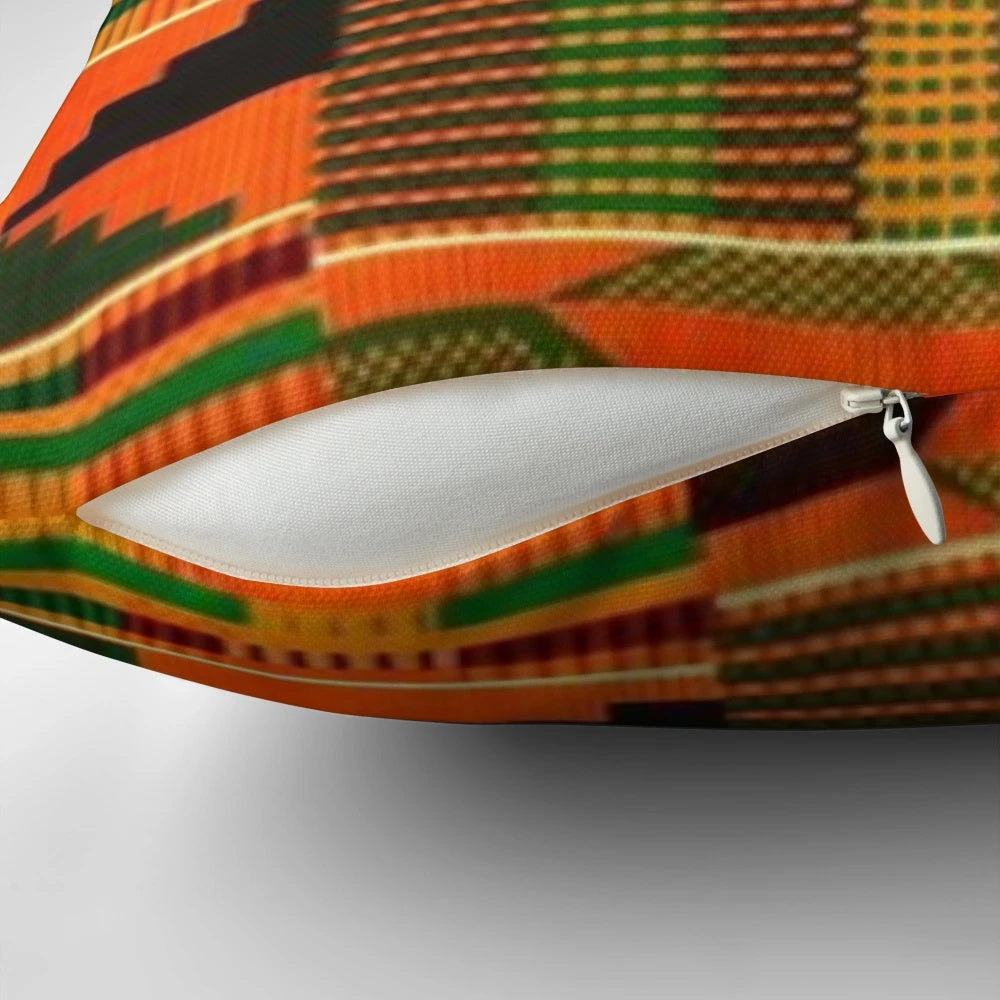 Colorful Kente cloth pattern decorative pillow