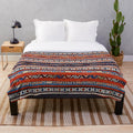 Plush blanket with vibrant kilim print and ethnic design