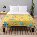 Kingdom Hearts-inspired plush blanket with colorful sea salt ice cream and paopu fruit patterns
