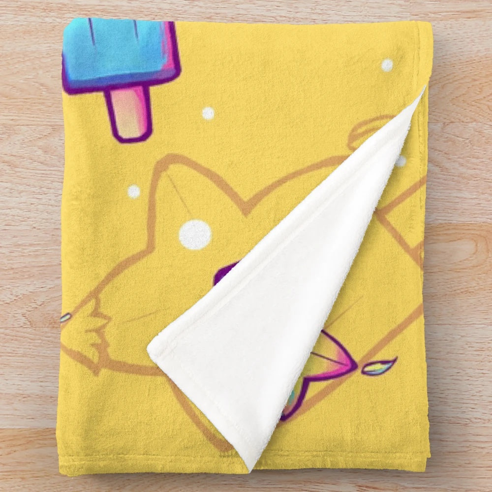 Kingdom Hearts-inspired plush blanket with colorful sea salt ice cream and paopu fruit patterns
