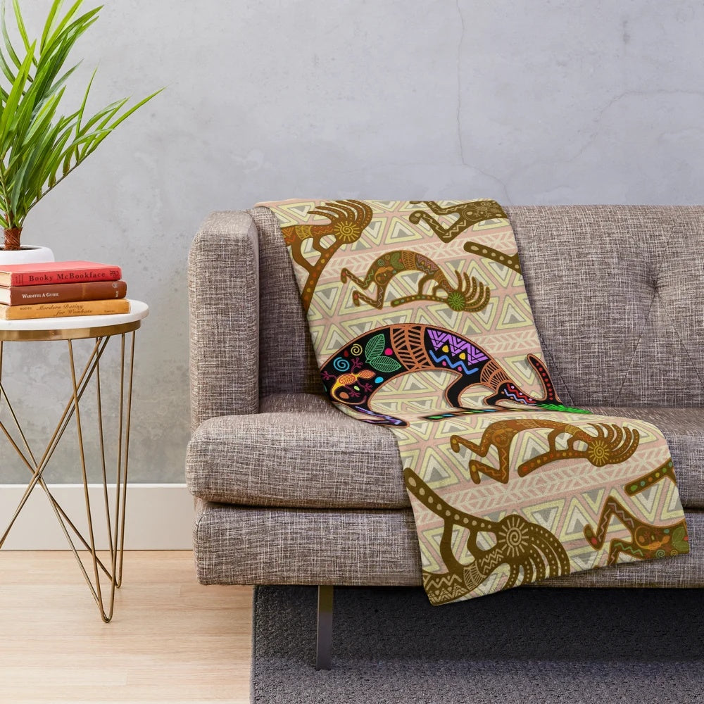 Kokopelli tribal pattern plush blanket