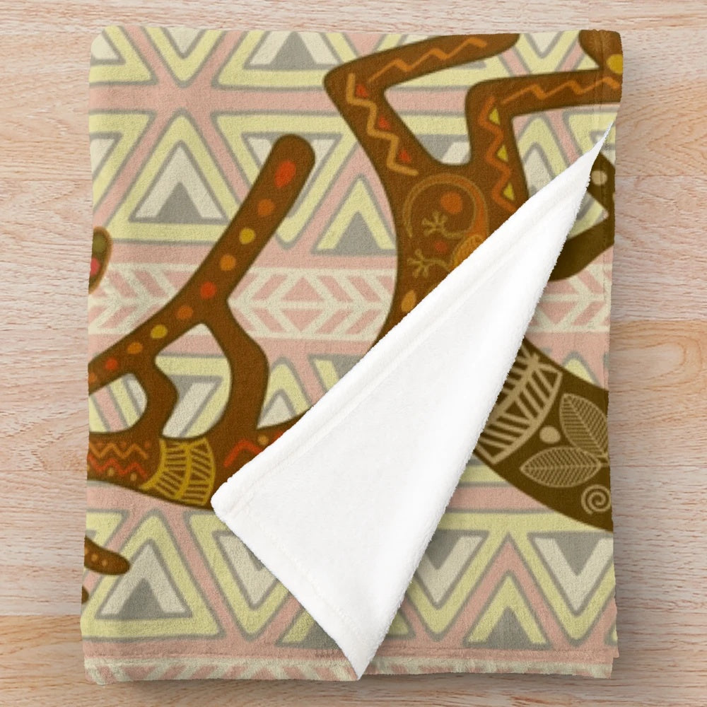 Kokopelli tribal pattern plush blanket