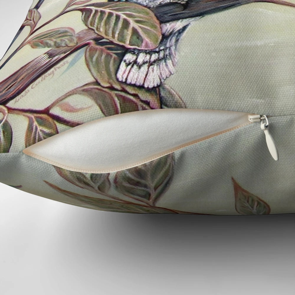 Kookaburra bird acrylic painting on a decorative throw pillow