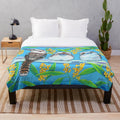 Colorful plush blanket featuring a vibrant kookaburra bird design