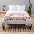 Kpop plush blanket with pastel rainbow pop art design
