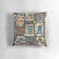 Kunsthaus Wien pillow featuring Hundertwasser's colorful, wavy modern architecture design