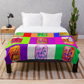 Colorful plush blanket featuring a pop art design of a LaCroix soda can