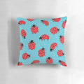 Colorful ladybug pattern decorative throw pillow featuring vibrant red and black design