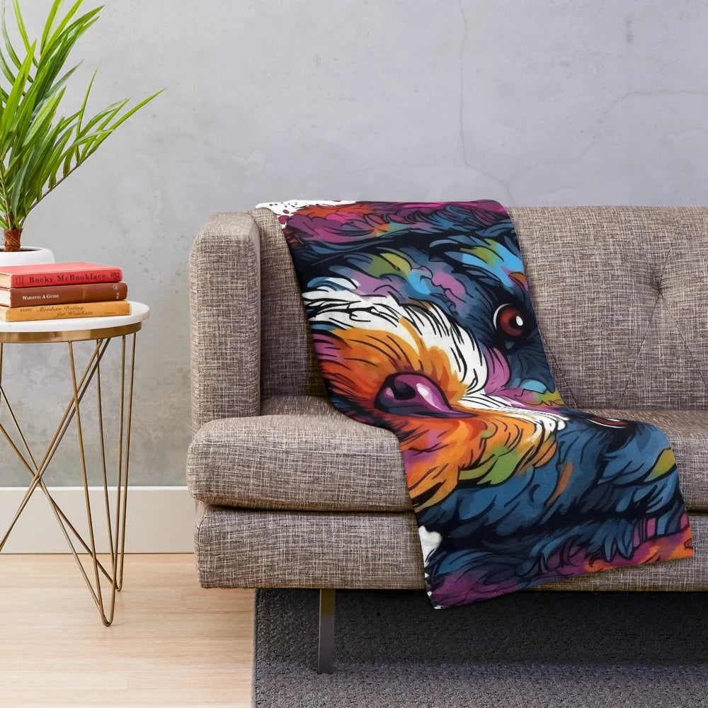 Colorful plush blanket featuring a Lagotto Romagnolo dog