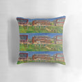 Colorful modern art pillow featuring the iconic Emirates Old Trafford cricket ground in Lancashire, England.