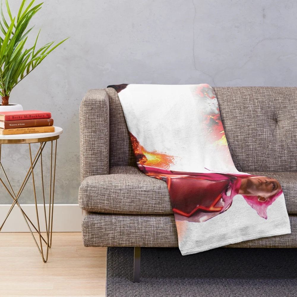 Lavagirl inspired plush blanket with vibrant pink and fiery details