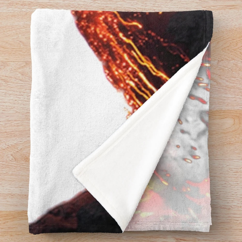 Lavagirl inspired plush blanket with vibrant pink and fiery details