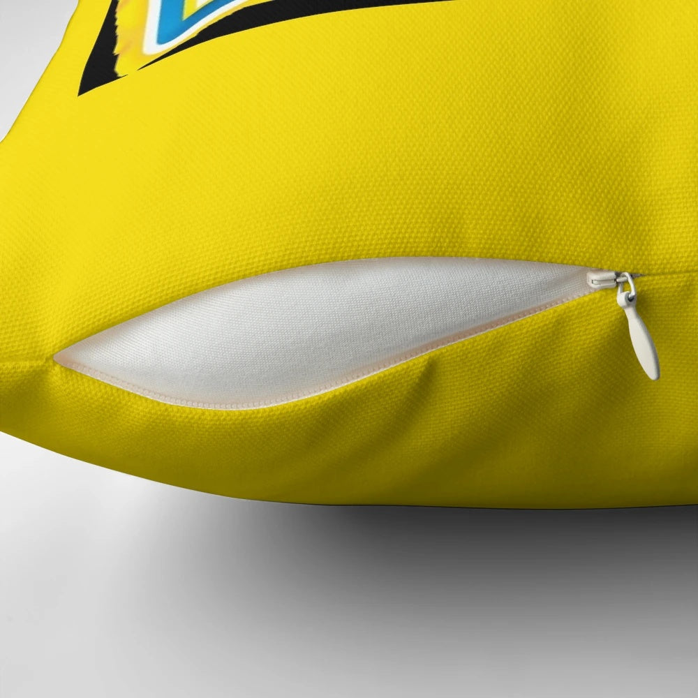 Colorful pillow featuring the iconic Lemonhead candy design, perfect for adding a touch of humor and sweetness to any room.