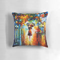 Colorful abstract art pillow featuring a stylized portrait of a cat in Leonid Afremov's impressionist style.