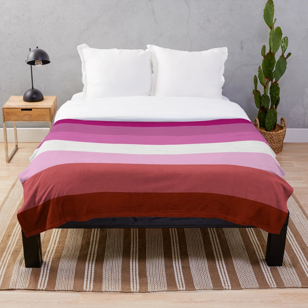 Lesbian Pride Flag Plush Blanket with Vibrant Rainbow Colors
