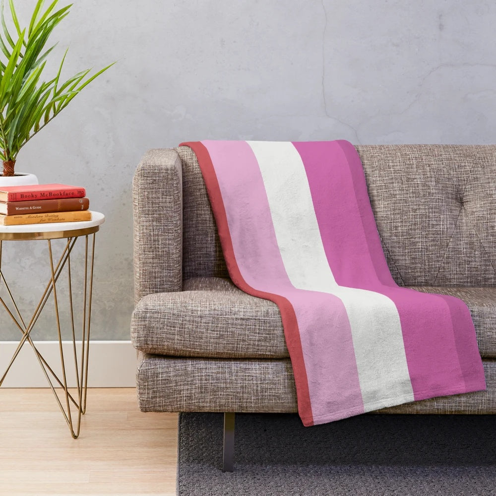 Lesbian Pride Flag Plush Blanket with Vibrant Rainbow Colors