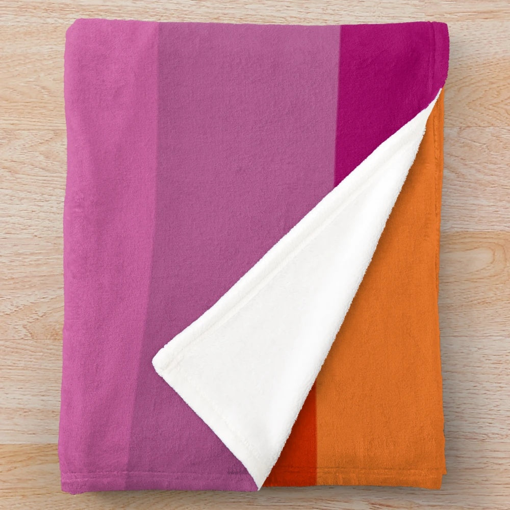 Soft, plush blanket in the colors of the new lesbian pride flag